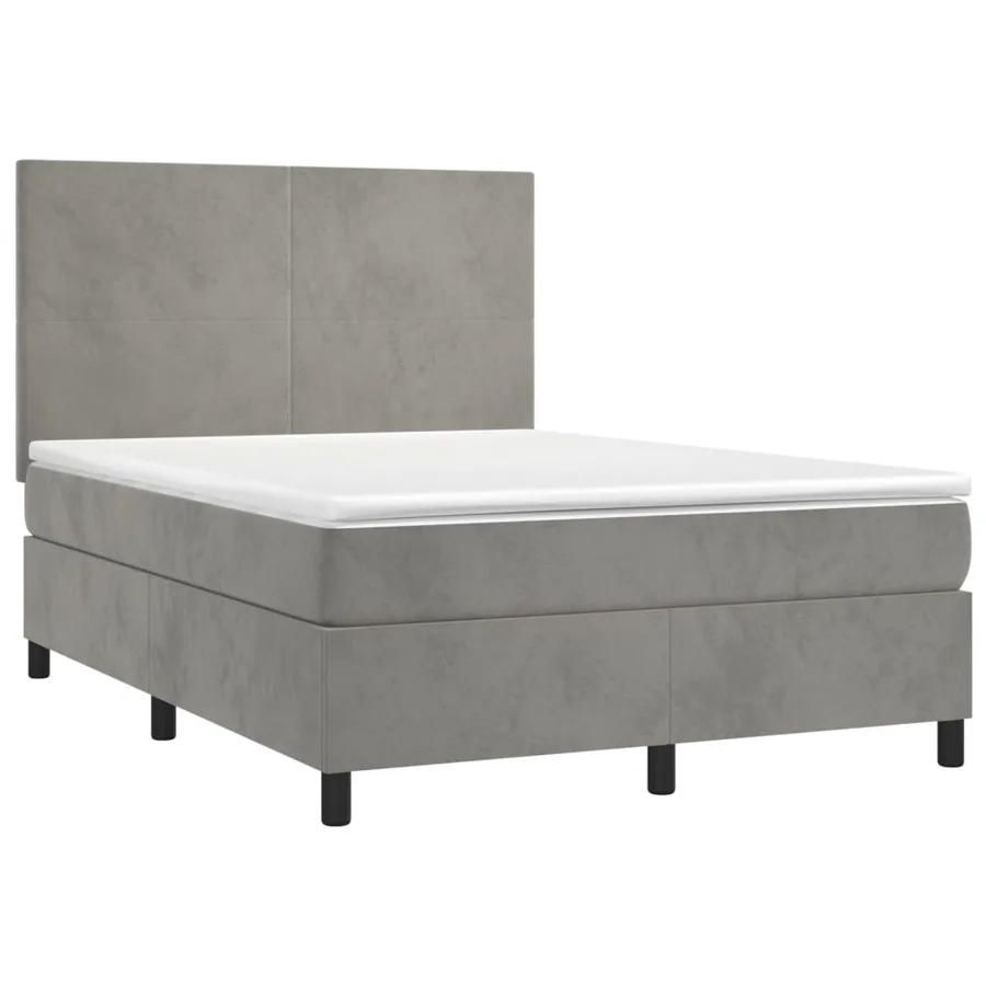 Sommier à lattes de lit et matelas Gris clair 140x190cm Velours - 3