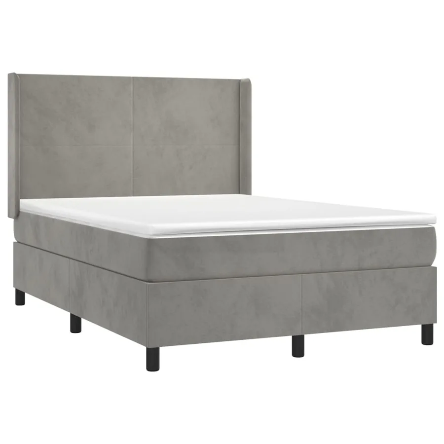 Sommier à lattes de lit et matelas Gris clair 140x190cm Velours - 3