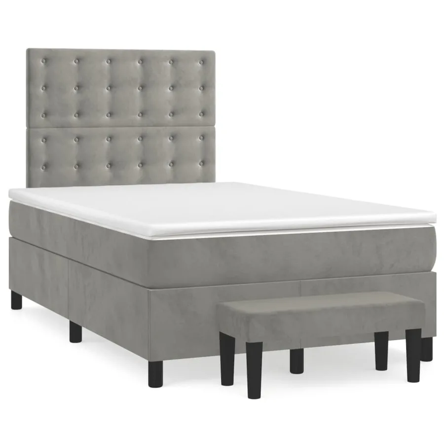 Sommier à lattes de lit et matelas Gris clair 120x200cm Velours - 2