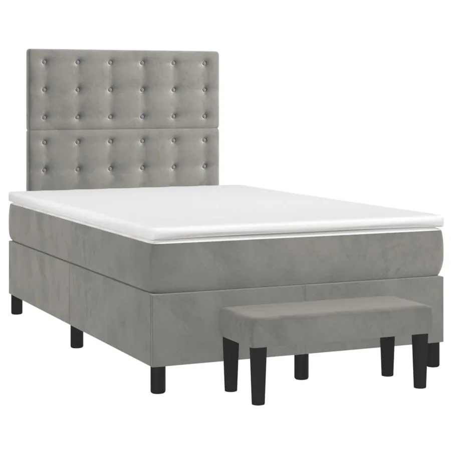 Sommier à lattes de lit et matelas Gris clair 120x200cm Velours - 3