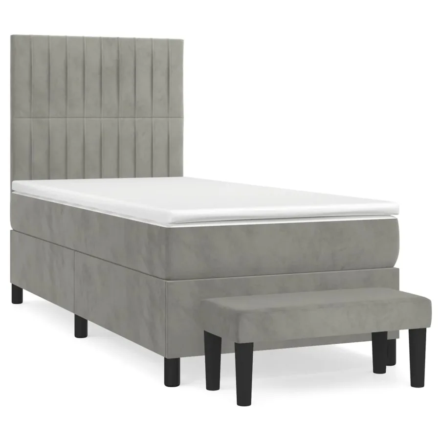 Sommier à lattes de lit et matelas Gris clair 90x190 cm Velours - 2