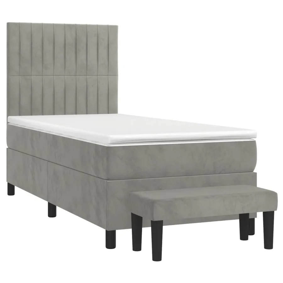 Sommier à lattes de lit et matelas Gris clair 90x190 cm Velours - 3