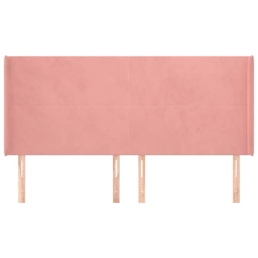 Tête de lit avec oreilles Rose 163x16x118/128 cm Velours - 3