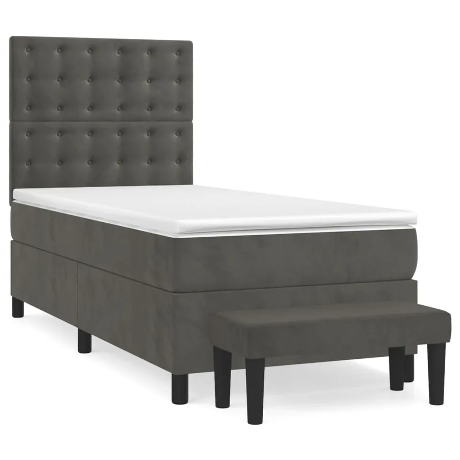Sommier à lattes de lit et matelas Gris foncé 80x200 cm Velours - 2
