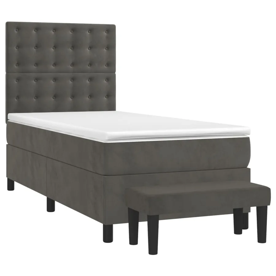 Sommier à lattes de lit et matelas Gris foncé 80x200 cm Velours - 3