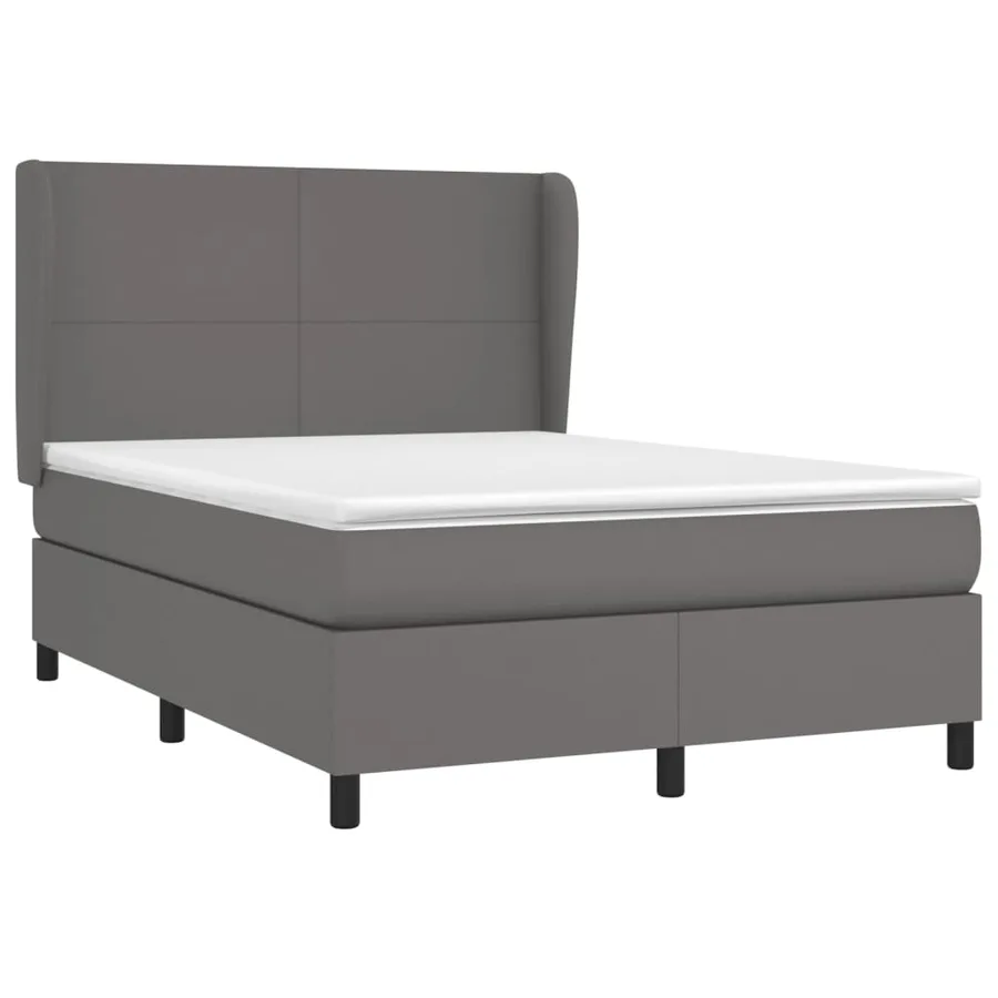 Sommier à lattes de lit avec matelas Gris 140x200 cm Similicuir - 3