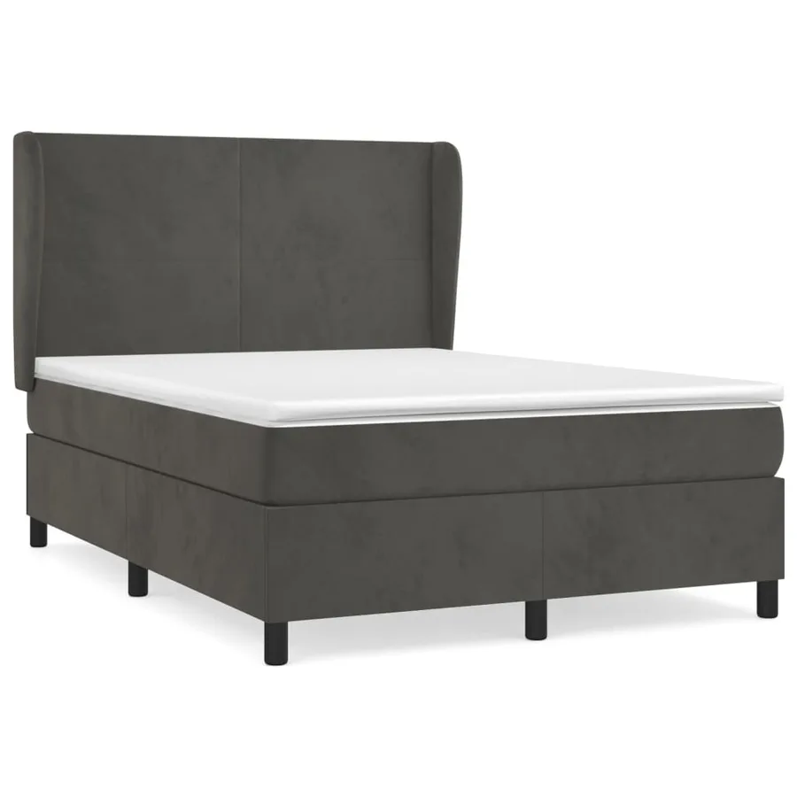 Sommier à lattes de lit et matelas Gris foncé 140x200cm Velours - 2