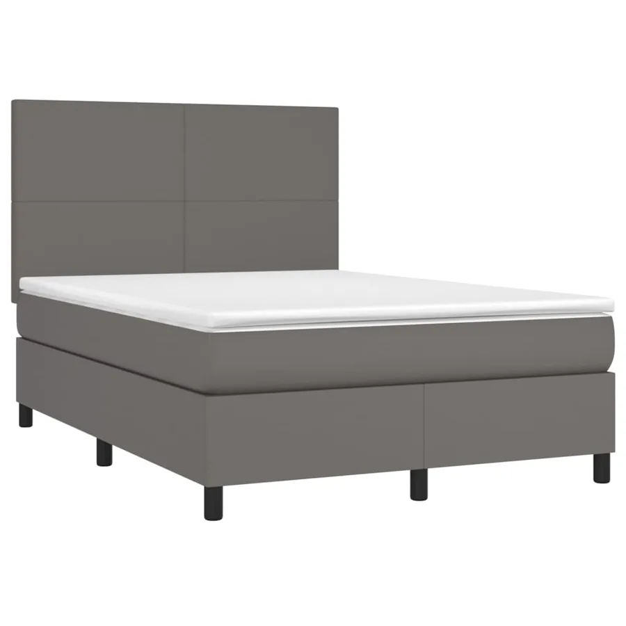 Sommier à lattes de lit avec matelas et LED Gris 140x190 cm - 3