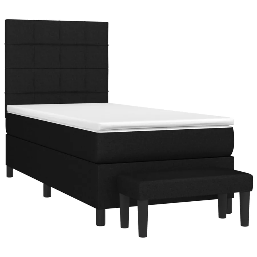 Sommier à lattes de lit avec matelas Noir 90x200 cm Tissu - 3