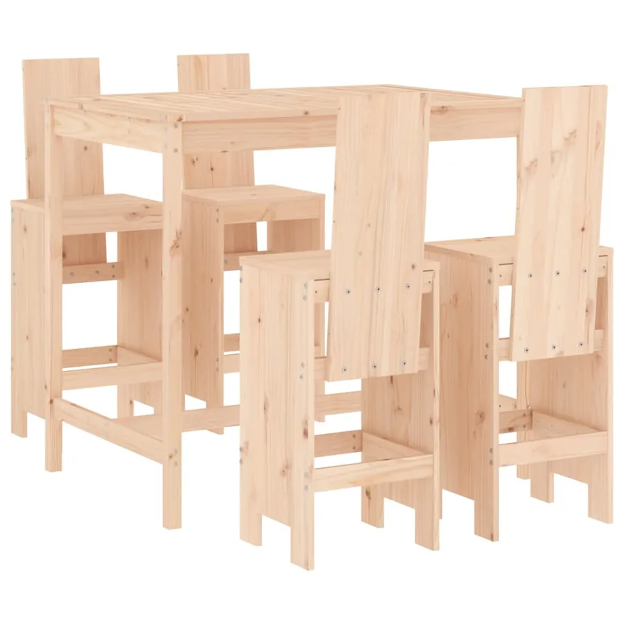 Ensemble de bar de jardin 5 pcs bois de pin massif - 2