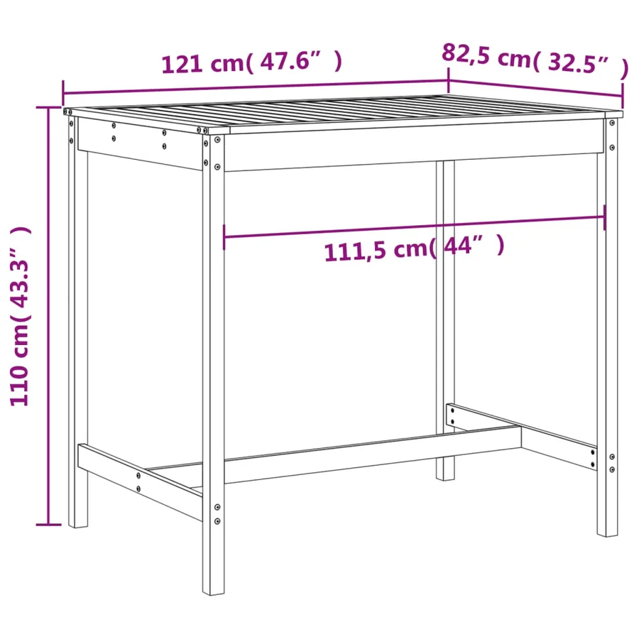 Ensemble de bar de jardin 5 pcs bois de pin massif - 9