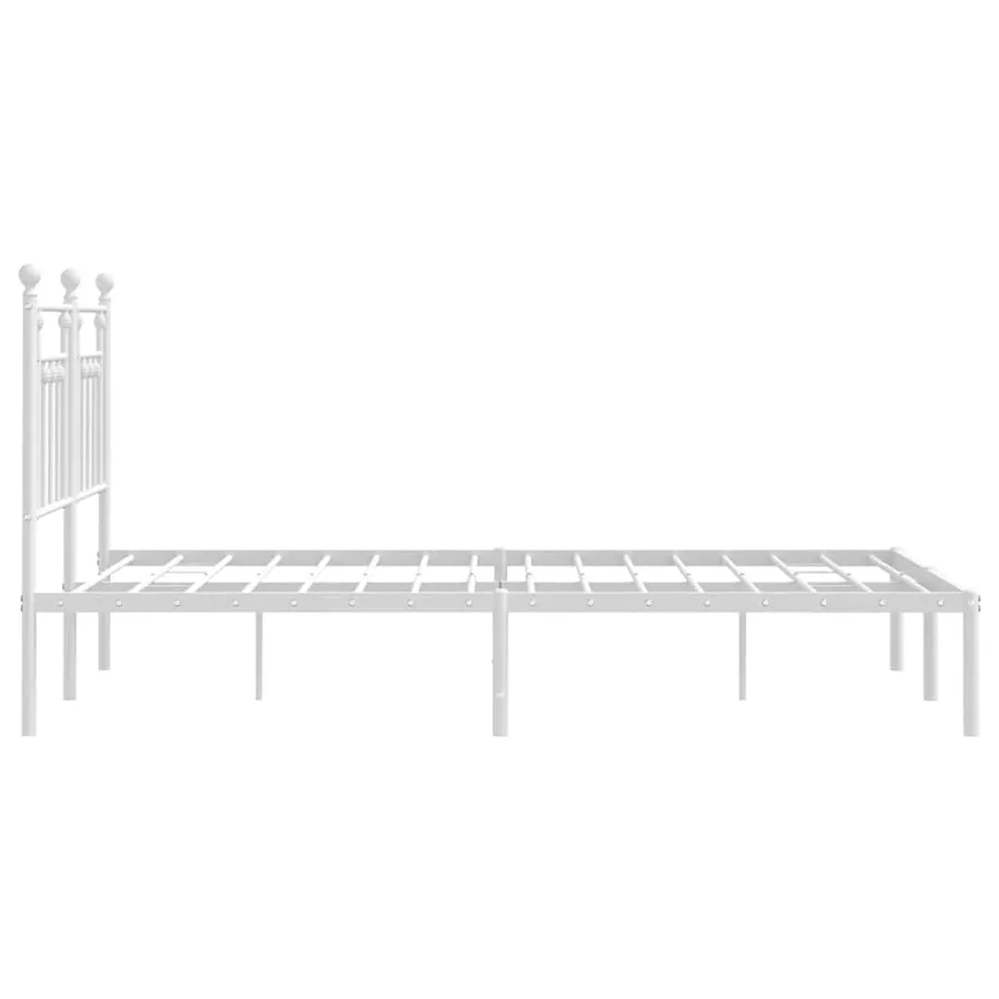 Cadre de lit métal sans matelas et tête de lit blanc 150x200 cm - 7