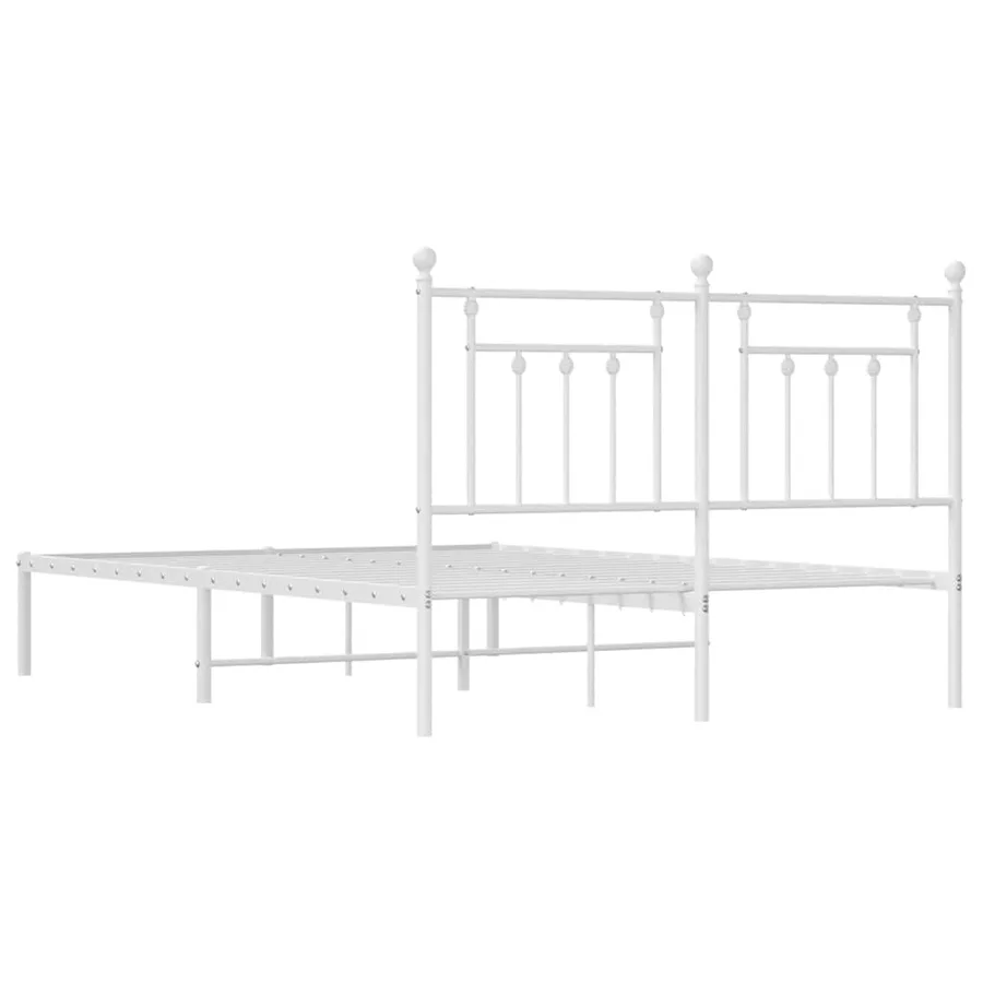 Cadre de lit métal sans matelas et tête de lit blanc 150x200 cm - 8