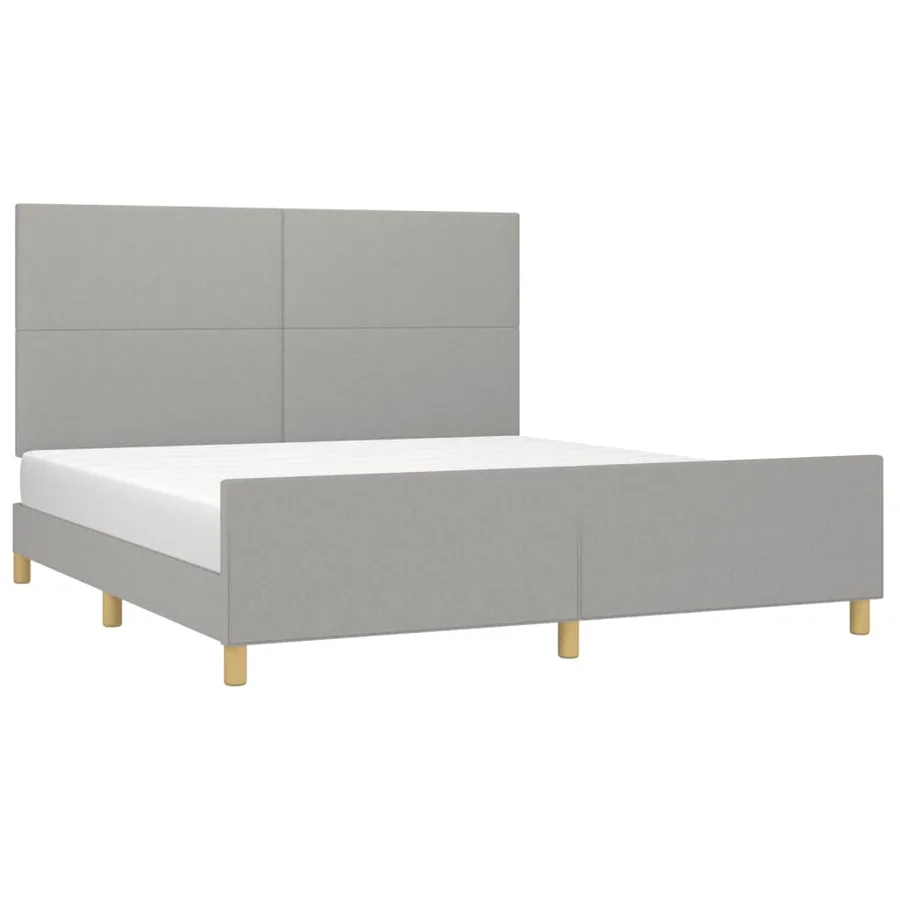 Cadre de lit sans matelas gris clair 160x200 cm tissu - 3