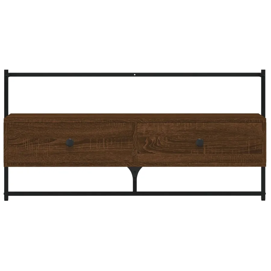 Meuble TV mural chêne marron 100,5x30x51 cm bois d'ingénierie - 7