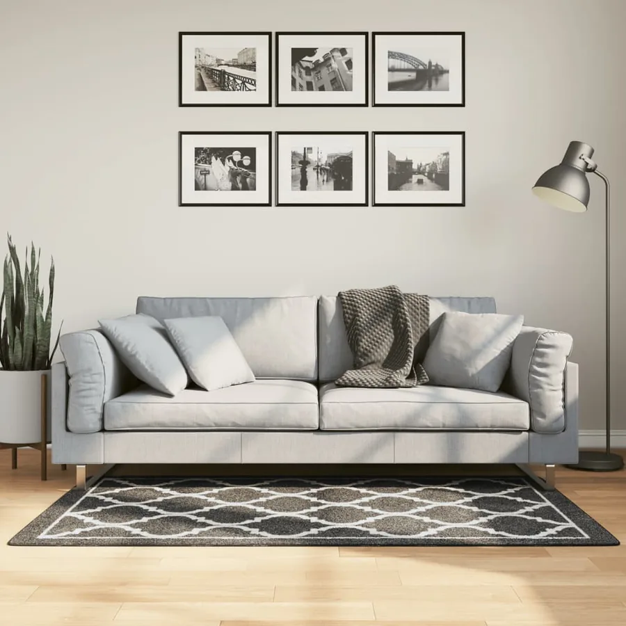 Tapis lavable noir et blanc 80x150 cm