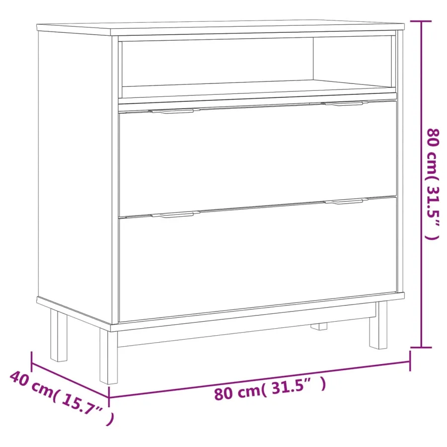 Commode FLAM 80x40x80 cm bois de pin massif - 10