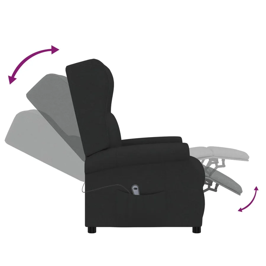 Fauteuil inclinable électrique à oreilles noir tissu - 7