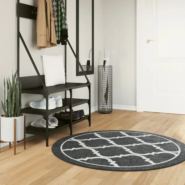 Tapis lavable noir et blanc Ø 120 cm