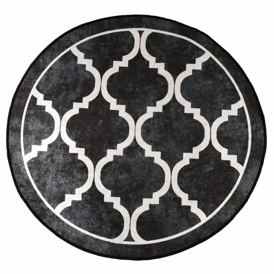 Tapis lavable noir et blanc Ø 120 cm - 2
