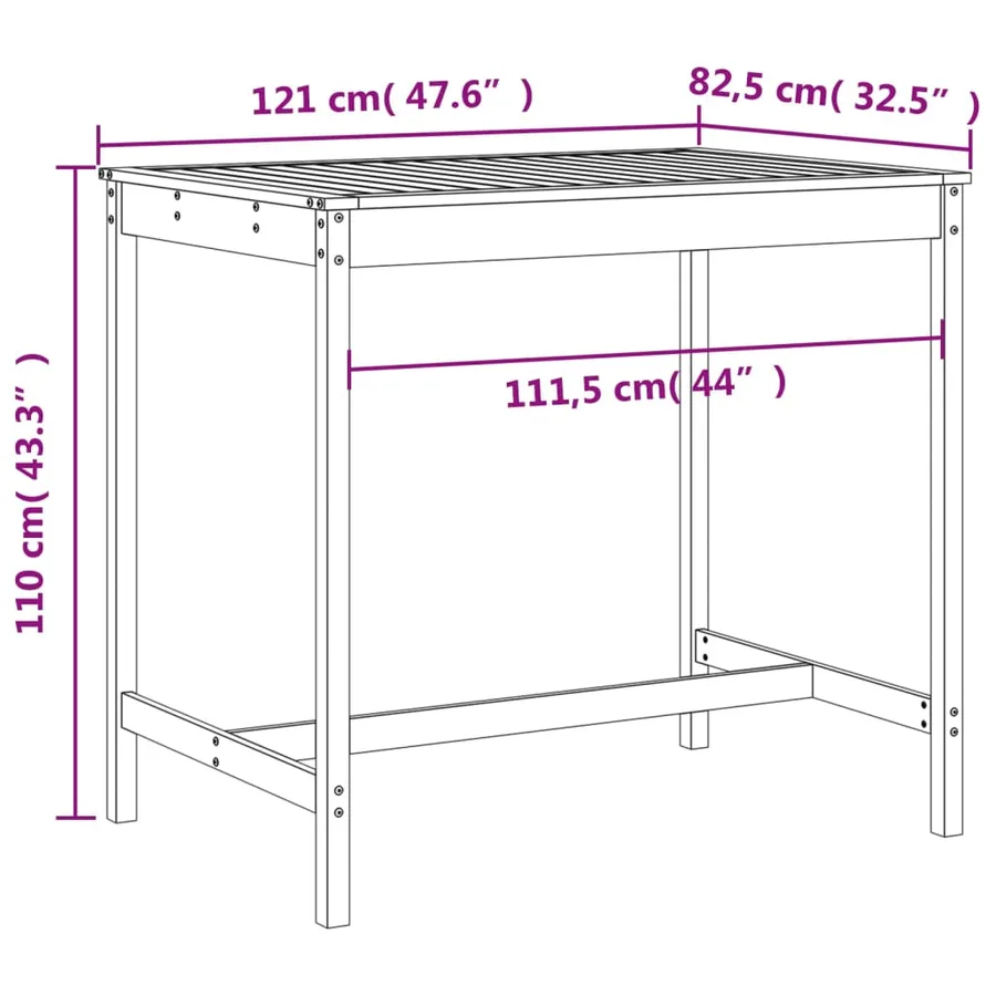 Ensemble de bar de jardin 5 pcs bois massif de Douglas - 9