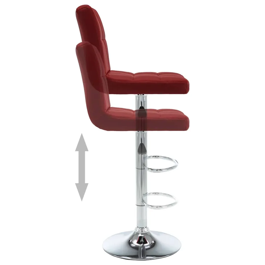 Tabourets de bar lot de 2 rouge bordeaux similicuir - 5
