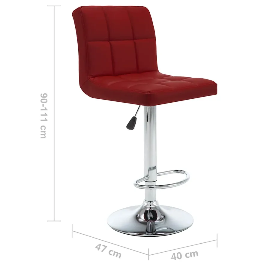 Tabourets de bar lot de 2 rouge bordeaux similicuir - 7