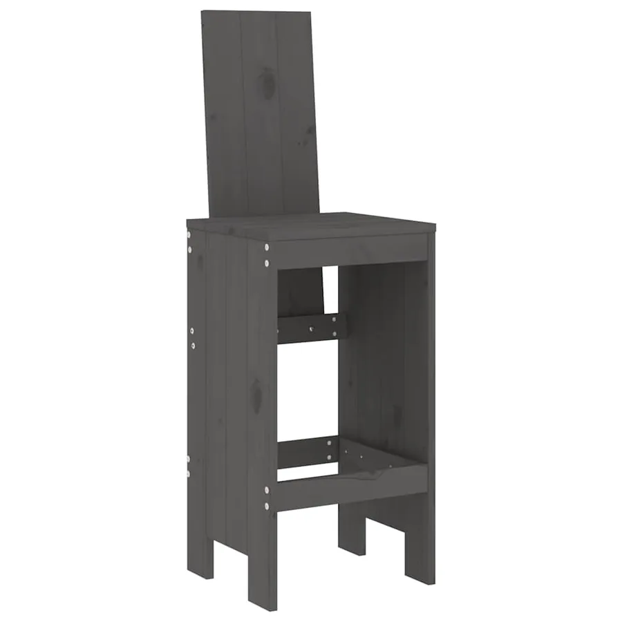 Ensemble de bar de jardin 9 pcs gris bois de pin massif - 4