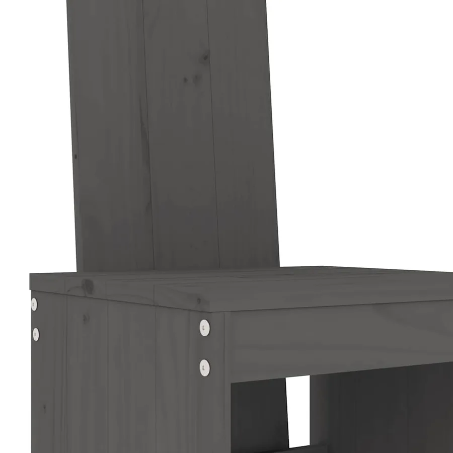 Ensemble de bar de jardin 9 pcs gris bois de pin massif - 5