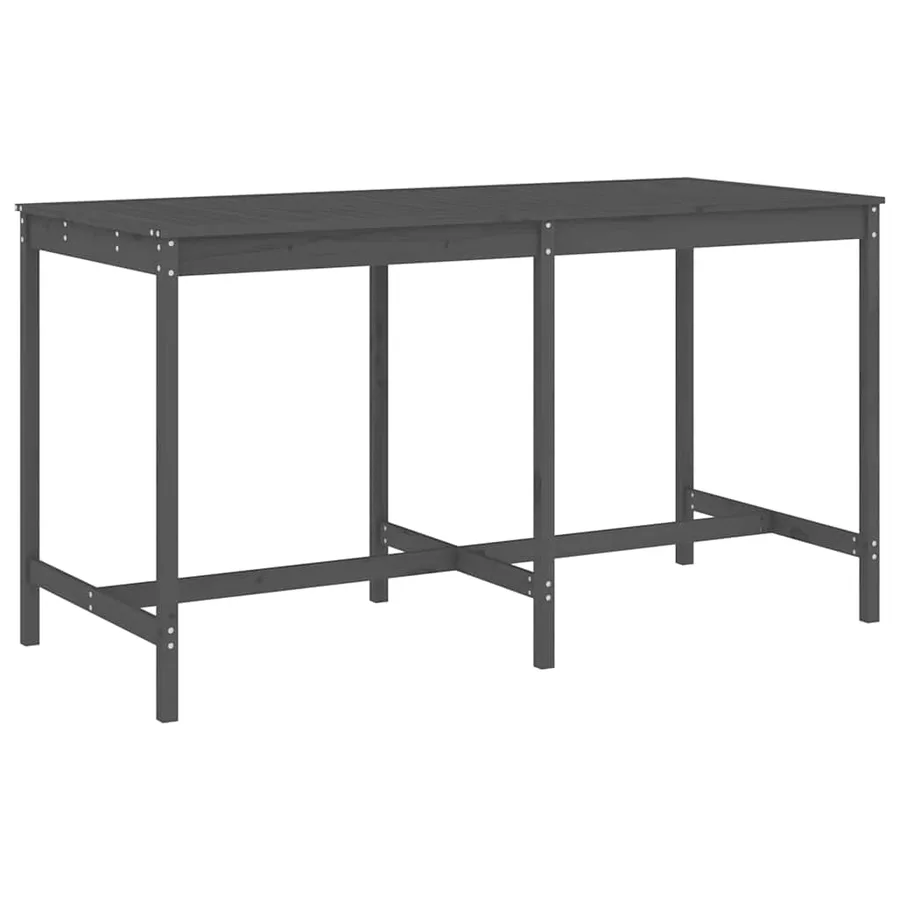 Ensemble de bar de jardin 9 pcs gris bois de pin massif - 6