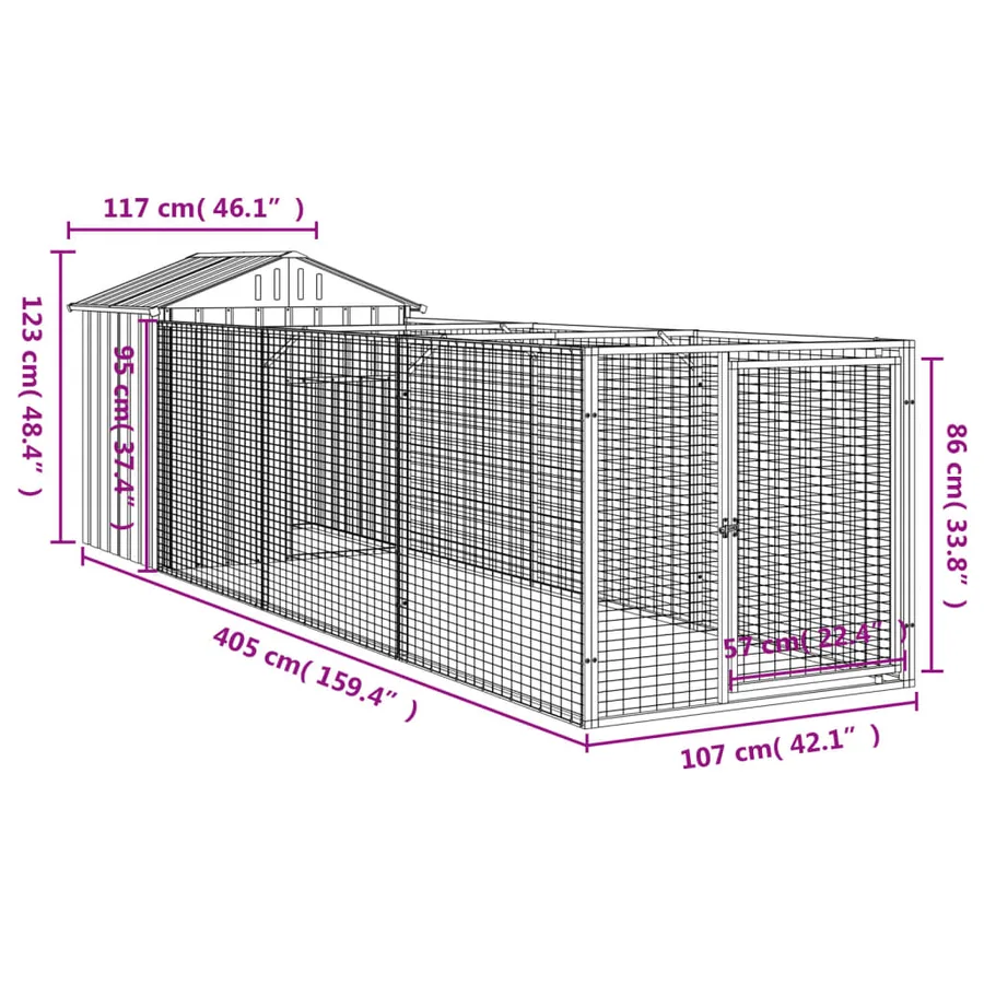 Niche pour chien avec toit anthracite acier galvanisé - 8