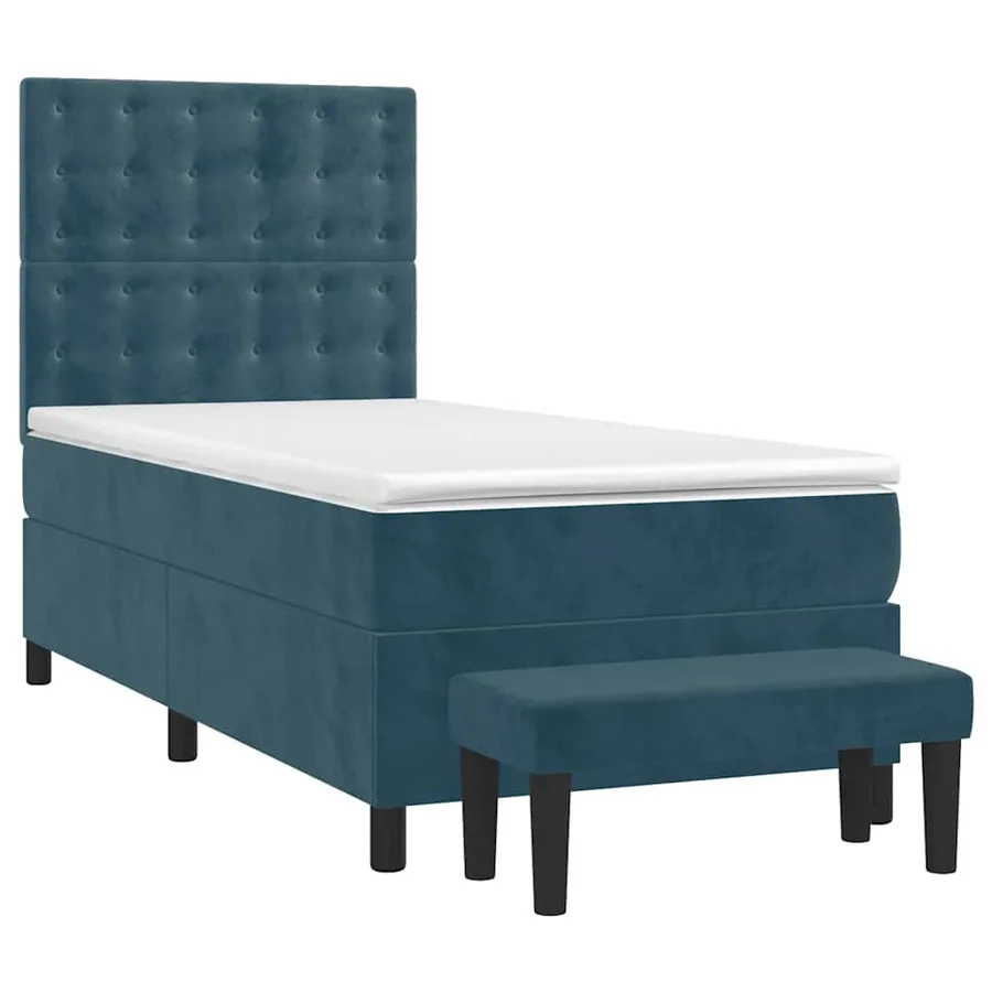 Sommier à lattes de lit avec matelas Bleu foncé 100x200 cm - 3