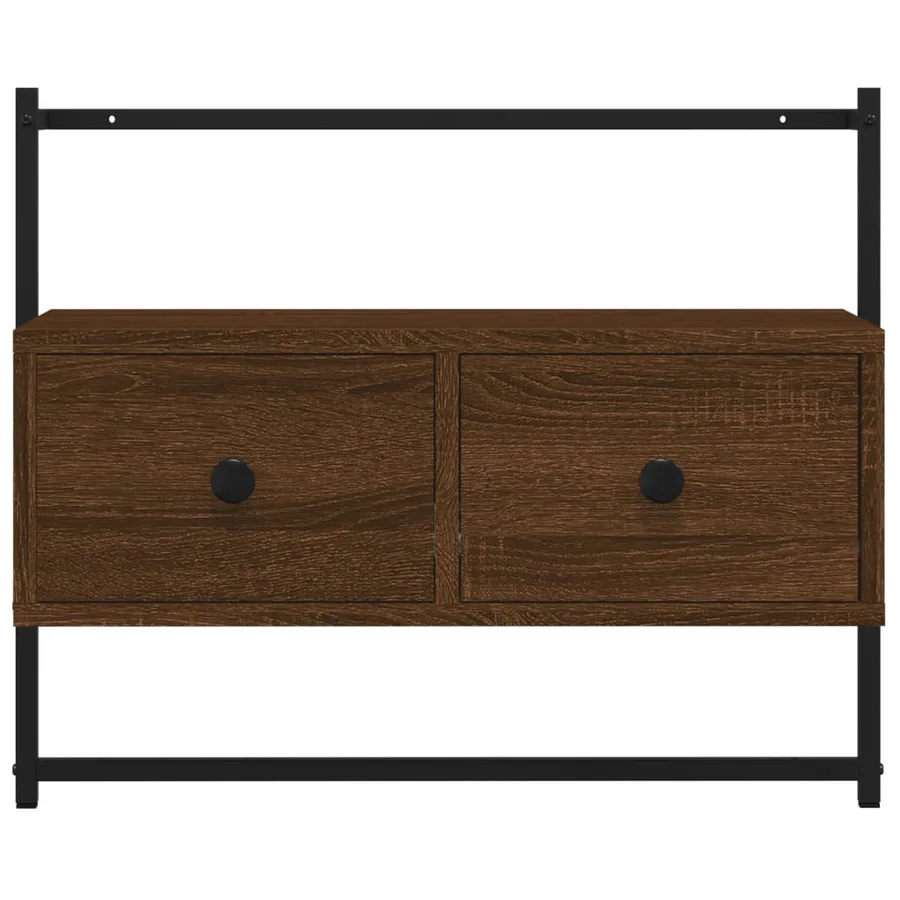 Meuble TV mural chêne marron 60,5x30x51 cm bois d'ingénierie - 6