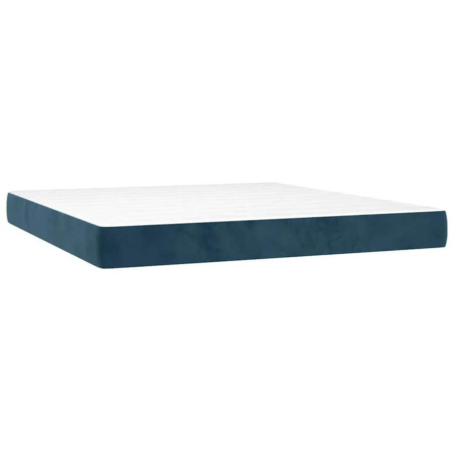 Sommier à lattes de lit avec matelas LED Bleu foncé 160x200 cm - 6