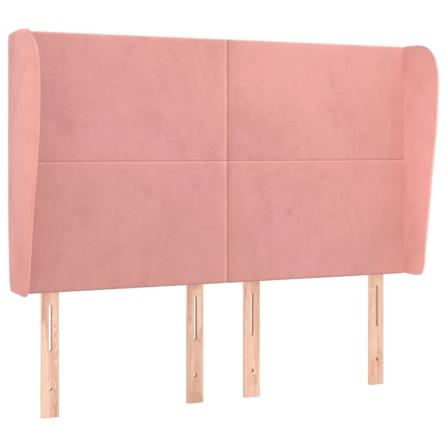 Tête de lit avec oreilles Rose 147x23x118/128 cm Velours - 2