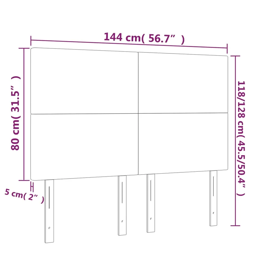 Tête de lit à LED Rose 144x5x118/128 cm Velours - 6