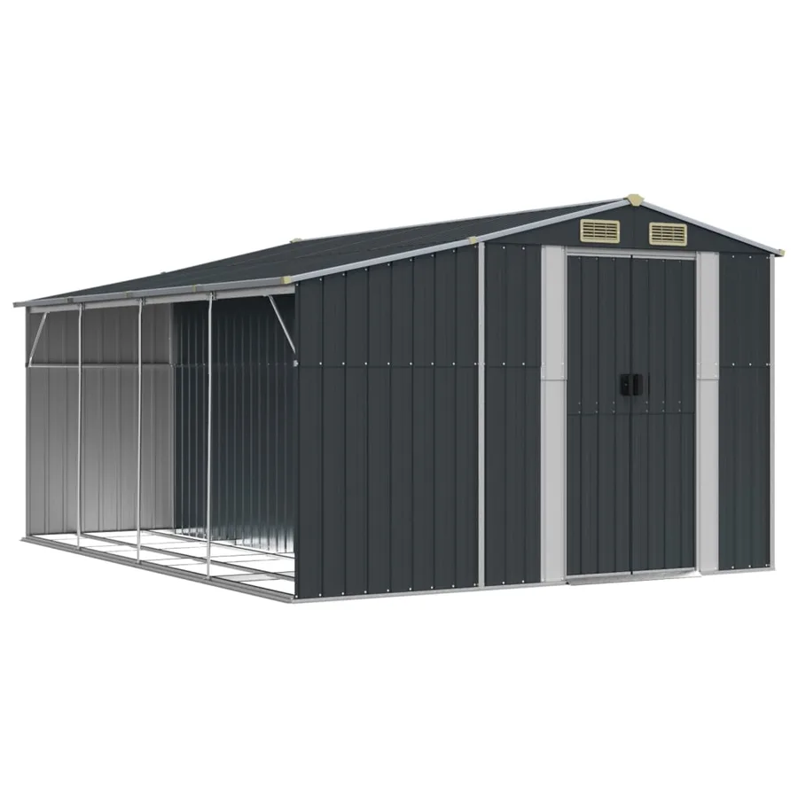 Abri de jardin anthracite 277x365,5x179 cm acier galvanisé - 2