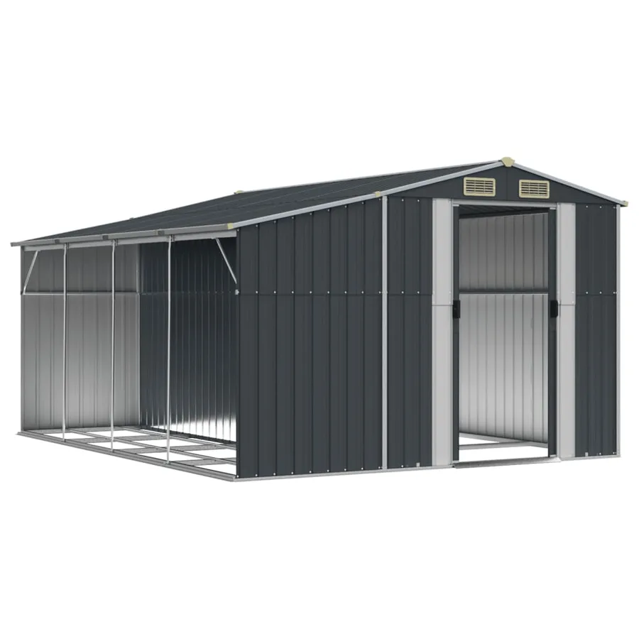 Abri de jardin anthracite 277x365,5x179 cm acier galvanisé - 3