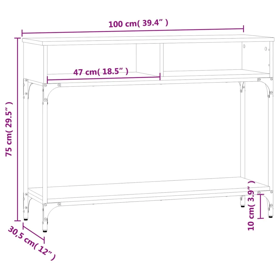 Table console sonoma gris 100x30,5x75 cm bois d'ingénierie - 9