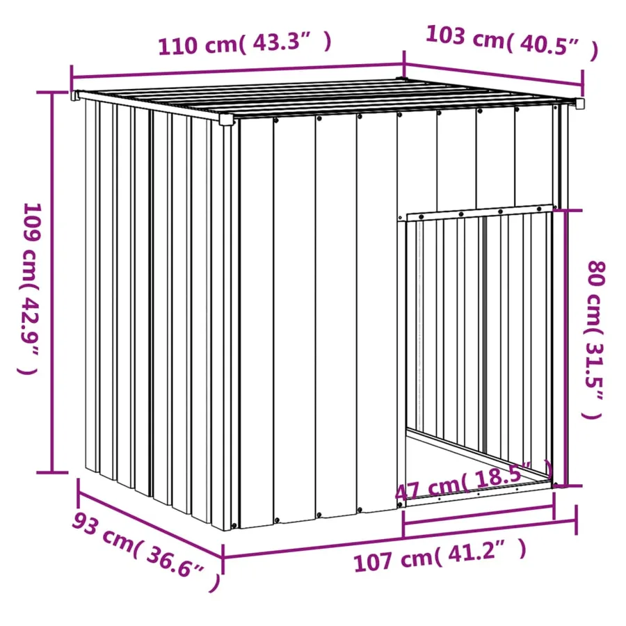 Niche pour chien avec toit Anthracite 110 x 103 x 109 cm Acier galvanisé - 5