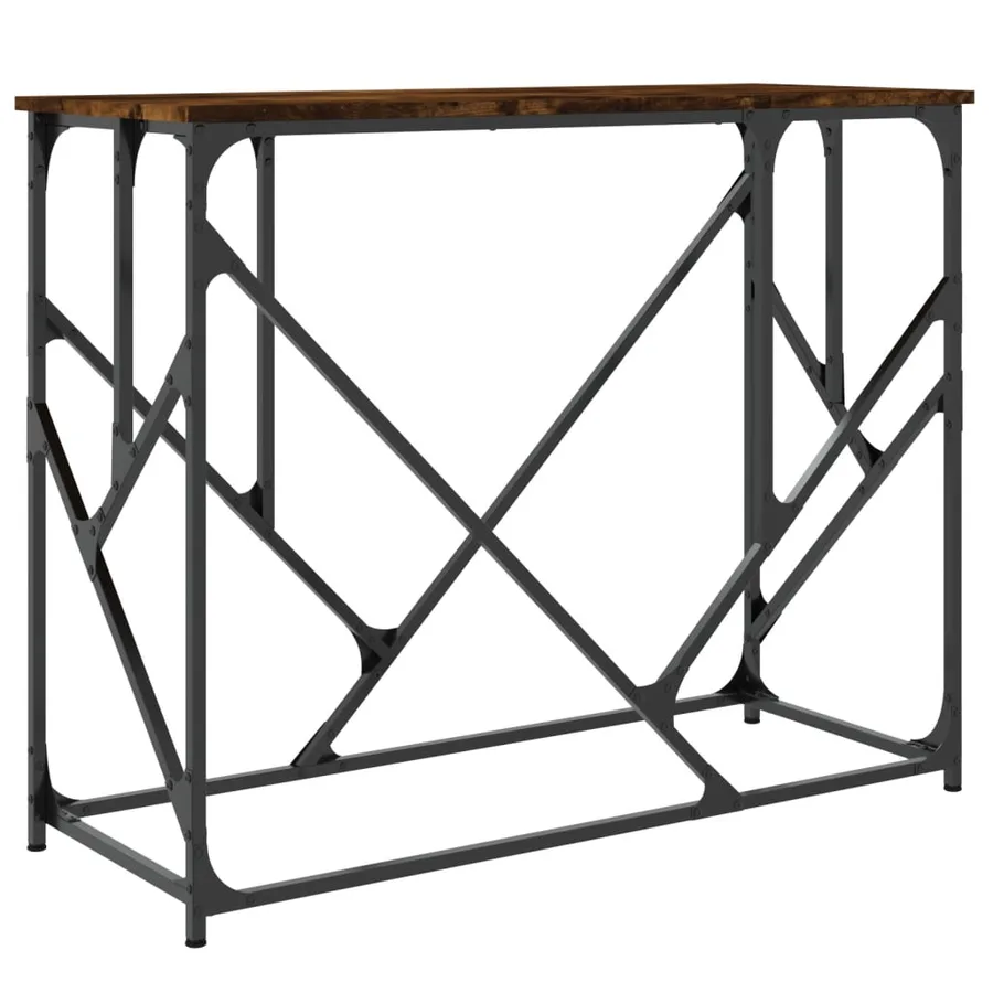 Table console chêne fumé 100x40x80 cm bois d'ingénierie - 6