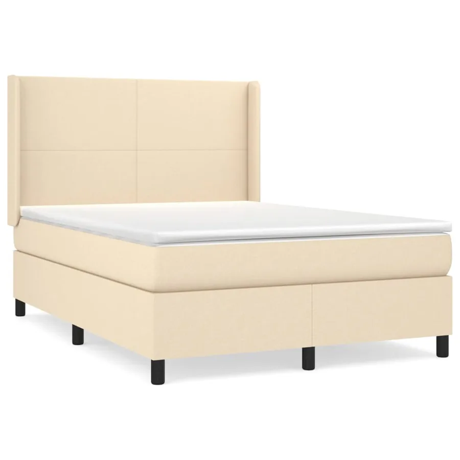 Sommier à lattes de lit avec matelas Crème 140x200 cm Tissu - 2
