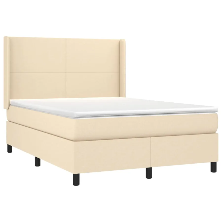 Sommier à lattes de lit matelas et LED Crème 140x200 cm Tissu - 4