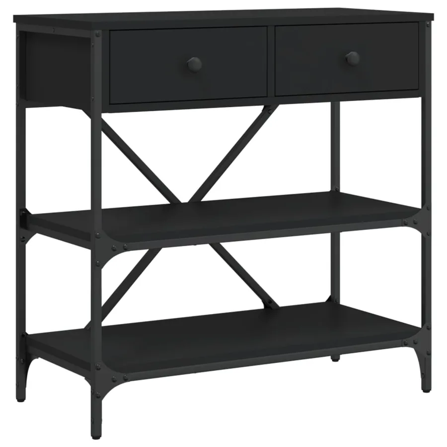 Table console noir 75x34,5x75 cm bois d'ingénierie - 2