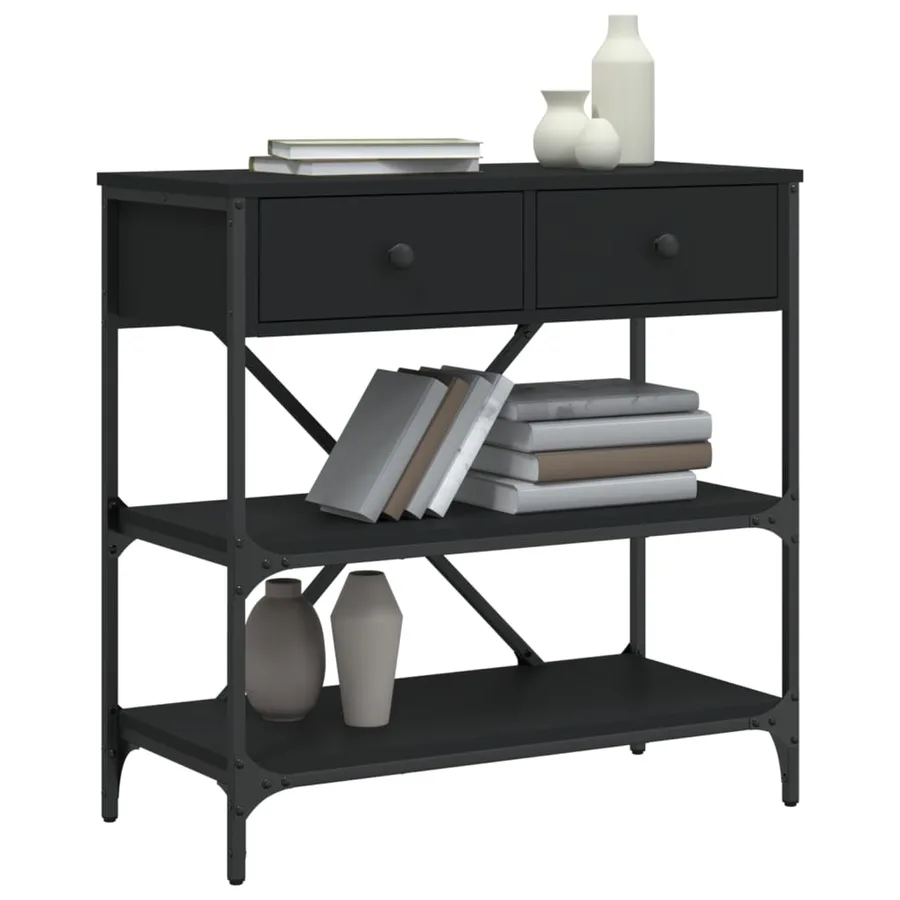 Table console noir 75x34,5x75 cm bois d'ingénierie - 3