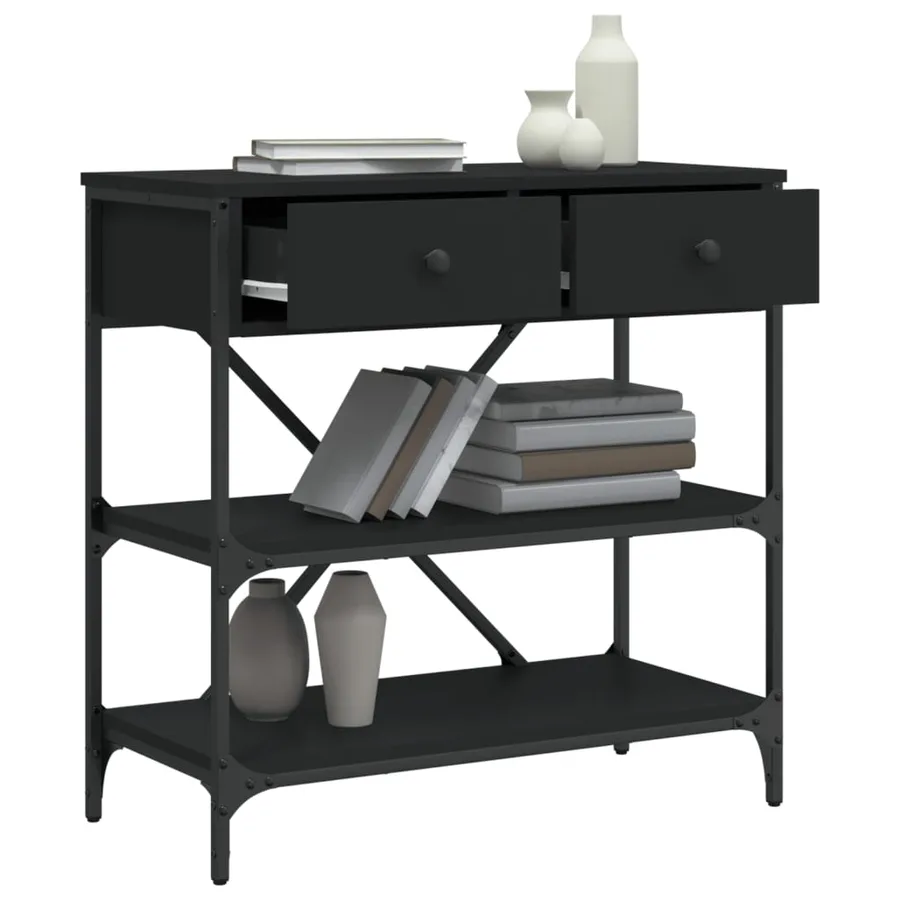 Table console noir 75x34,5x75 cm bois d'ingénierie - 4