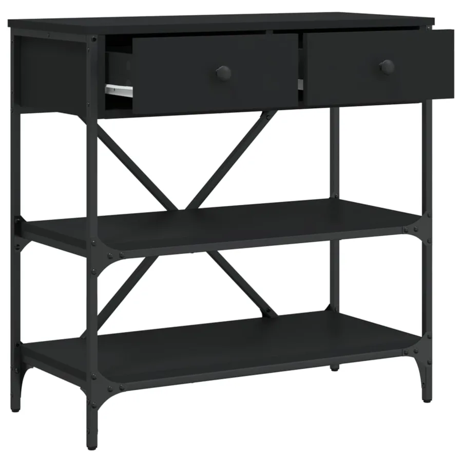 Table console noir 75x34,5x75 cm bois d'ingénierie - 8