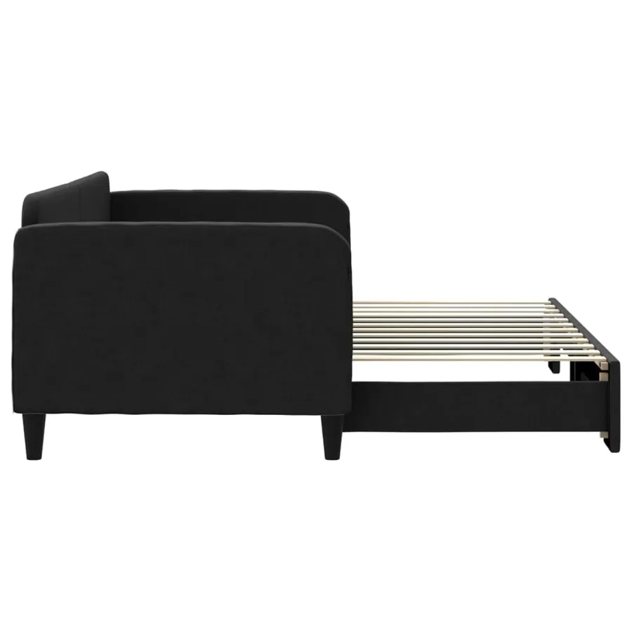 Lit de jour avec gigogne sans matelas noir 90x200 cm - 4