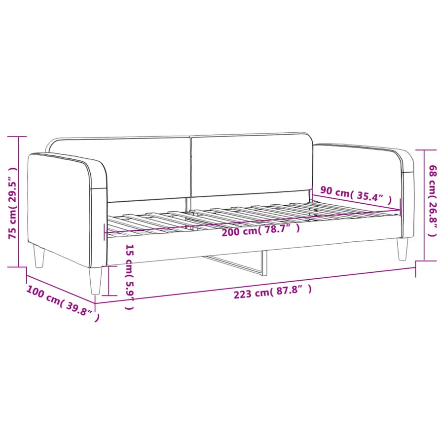 Lit de repos sans matelas noir 90x200 cm tissu - 8