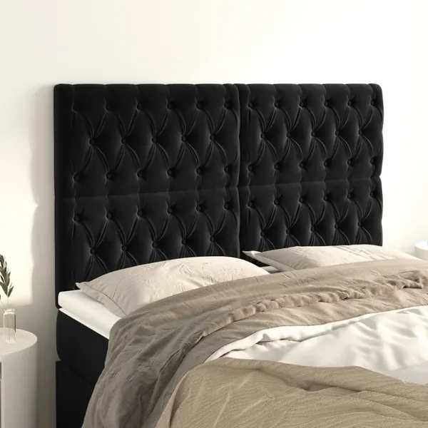 Tête de lit Noir 144x7x118/128 cm Velours